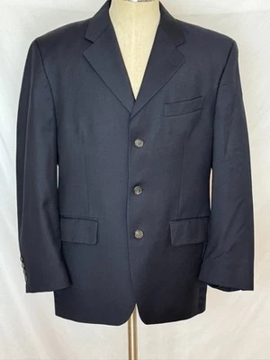 LAUREN Ralph Lauren Sports Coat Mens 40 S Short Navy Blue Herringbone Wool Y2K - Image 1 of 4
