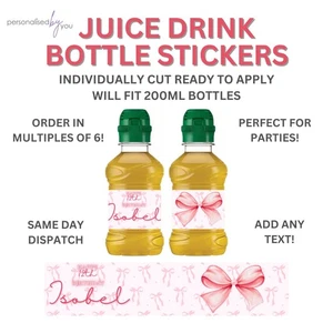 Personalisierte Schleifen Schleife Motiv Obst Shoot Saft Flasche Getränk Aufkleber Etiketten Party - Bild 1 von 1