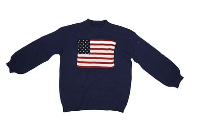 Suéter masculino bandeira americana grande azul marinho EUA malha patriótica pulôver poliéster - Imagem 1 de 4