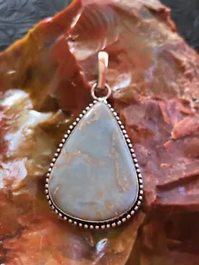 Sky Blue Larimar Creamy Ribbon Matrix Teardrop Pendant 2" Artisan Southwest - Picture 1 of 3