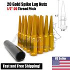 20 Gold Spike Lug Nuts 1/2-20 Fits Jeep CJ3, CJ5, CJ5A, CJ6, CJ6A, CJ7 + Key Jeep CJ7