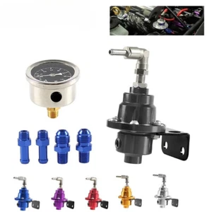 Aluminum Adjustable Fuel Pressure Regulator with Gauge Kit Fuel Regulating Valve - Picture 1 of 24