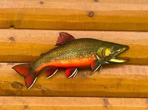 23 Inch Male Brook Trout Metal Replica - Realistic Wildlife 2D Wall Art - Picture 1 of 3