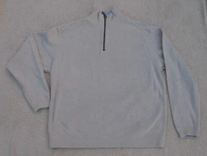 Tommy Bahama maglione uomo pullover grande costine finto collo panna maglione 1/4 zip - Foto 1 di 11
