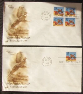 2 US FDC SC #2283 RING-HICKED PHEASANT by ArtCraft  1988. - Picture 1 of 1