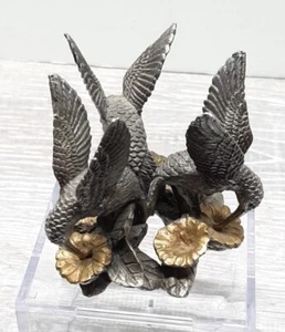 Estatuilla Colibrí de Peltre De Colección 3" S & P SP Marcas Raras 2 Tonos Dorado - Imagen 1 de 5