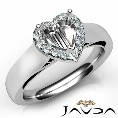 Heart Diamond Engagement Filigree Shank Halo Pave Setting Semi Mount Ring 0.20Ct - Image 1 of 4