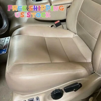 For Ford F250 F350 Super Duty 2002-07 04 05 Driver Bottom Seat Cover Tan Leather - Image 1 of 4