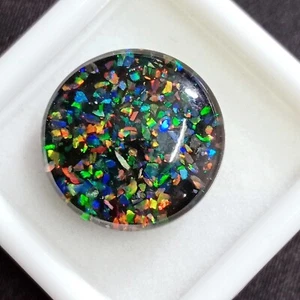 Natural 10-12 Ct Australian Black Fire Opal Round Cabochon Loose Gemstone JM175 - Picture 1 of 7