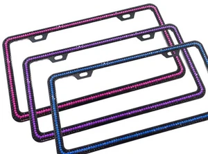 Stripe Bling Slim License Plate Frame AUSTRIAN CRYSTAL Car Custom Bedazzled Pink - Bild 1 von 7