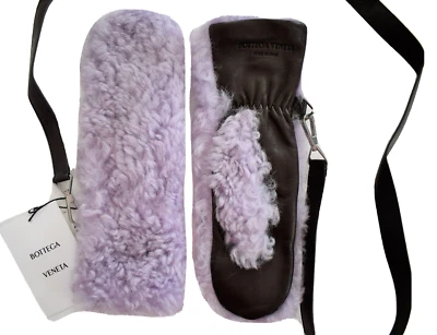 🆕️$750 Guantes MITTENS Mujer BOTTEGA VENETA CUERO Y PELUCHE OVEJA US-8/L Foto 1 de 4