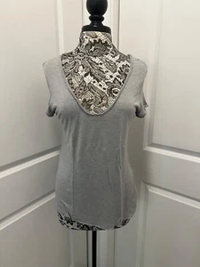 AllSaints 'Silk Biker Tee' V Neck Relaxed Fit Gray UK 12 US 8 - Bild 1 von 6