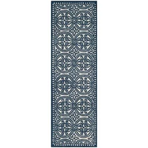 Safavieh Area Rugs 3'X12' Cambridge Ivory Navy Geometric Runner Rug Hande Made - Picture 1 of 5