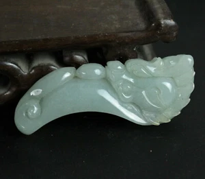 8.2cm China Antique Necklaces nature jadeite Dragon's head Pendants amulet  - Picture 1 of 7