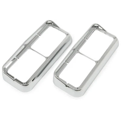 4x6 Chrome Headlight Bezels Dual Rectangle for Kenworth T600 Peterbilt 379 LH+RH - Image 1 of 4