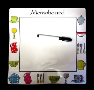 Organiseer Fridge Magnetic Memo Board  Eraser Black Color Marker/Pen 27 x 27 cm - Picture 1 of 2