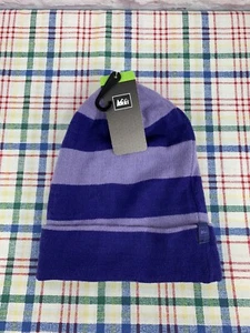 New REI Acrylic Knit Striped Purple Slouch Beanie Size Girls 4Y 5Y 6Y 7Y - Picture 1 of 5