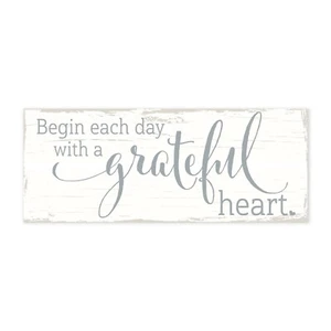 Modern Wooden Table Top and Shelf Sitter Home Decor 10x4 Begin Each Day With A - Picture 1 of 18