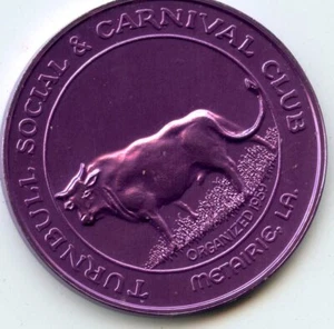 Mardi Gras Doubloon Turnbull Social & Carnival Club 1975 Aluminum Purple - Picture 1 of 2