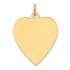 14k Yellow Gold Plain .011 Gauge Engravable Heart Disc Charm Pendant L-1.14 Inch