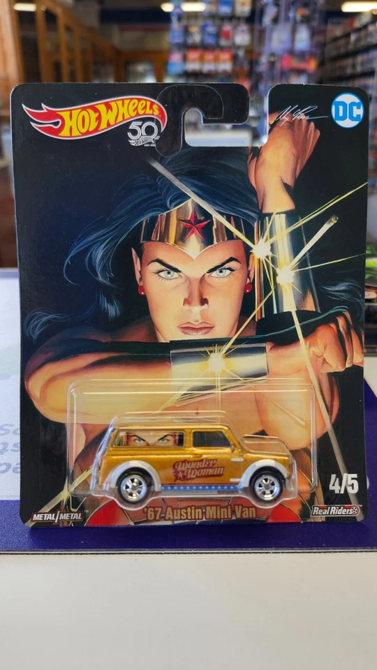 Hot Wheels 50th Anniversary DC #4/5 Wonder Woman '67  Austin Mini Van w/RR - Image 1 of 3