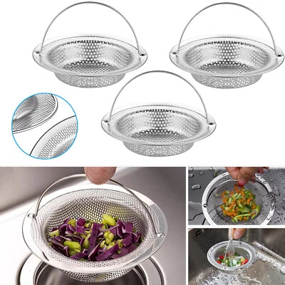 3/6x Abflusssieb Edelstahl Sieb für Spülbecken mit Griff Küchenspüle Abflusssieb - Bild 1 von 4