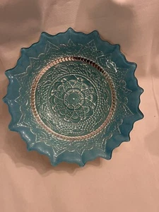 Gorgeous. AZZURRA Teal Silver Backed Glass 8-1/2” Bowl - Picture 1 of 6