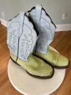Double H Women’s 2-Tone Blue And Lime Green Western Leather Cowboy Boots Size 8M