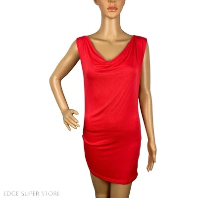 Three Dots Hot Coral Pink Sleeveless Viscose Knit Cowl Neck Dress Size XSmall - Image 1 of 4