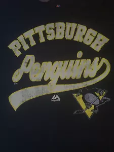 Camiseta Majestic Pittsburgh Penguins Adulto XL Negra Estilo Envejecido - Imagen 1 de 5