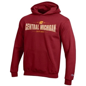 NUOVO Champion NCAA ragazzo manica lunga felpa con cappuccio Central Michigan Chippewas Medium - Foto 1 di 1