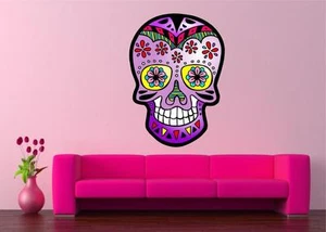 MEXICAN SUGAR SKULL TATTOO DESIGN CALAVERA WALL STICKER decal art vinyl 5 sizes - Picture 1 of 3