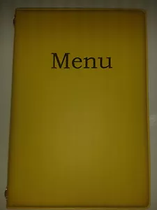 - A5 MENU COVER/ORDNER IN GELB PVC - Doppeltasche fixiert mit Sehne - Bild 1 von 3