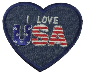 I Love USA Fer à Coudre sur Patch Drapeau Thème pour Veste Jeans Sac à Dos 2,5" LIVRAISON GRATUITE - Photo 1/4