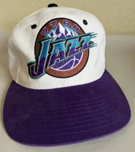 Vintage 90s Starter Utah Jazz Hat Snap Back Cap Back Spell Out Rare NBA - Picture 1 of 13
