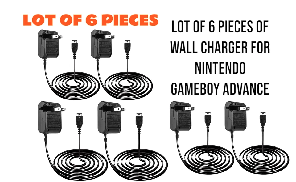 LOTE 6X Cargador de Pared Hogar para Nintendo Gameboy Advance SP DS NDS GBA Adaptador de CA Foto 1 de 1