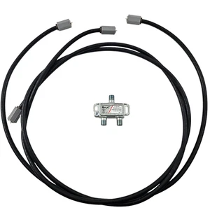 Regal 2-Way Coax Splitter + 2x RG6 Coaxial Cables – HDTV/Antenna/Cable – Tested - Picture 1 of 10