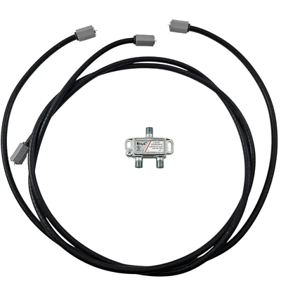 Regal 2-Way Coax Splitter + 2x RG6 Coaxial Cables – HDTV/Antenna/Cable – Tested - Image 1 of 4