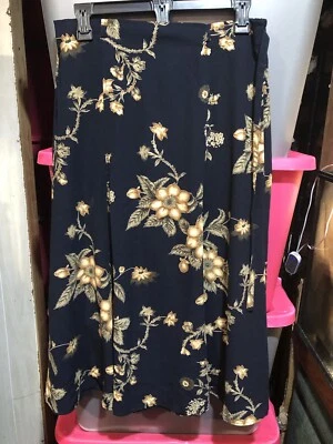 norton mcnaughton Navy Blue Floral Print Skirt Size 10P - Image 1 of 4