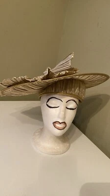 Beautiful Gold Lam’e Dress Hat By Sylvia  - Image 1 of 4