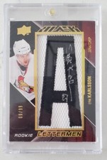 2009-10 UD Black Lettermen Patch Rookie Autograph #88 Erik Karlsson 09/99 AUTO A