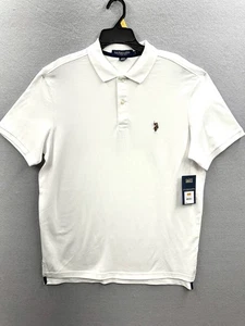 Nuevo con etiquetas U.S. Polo Assn. Polo para hombre L BLANCO Performance logotipo de pony sensación de lujo - Imagen 1 de 7