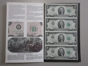 1976 UNCUT STAR SHEET OF 4 $2 DALLAS ( K )  FRN FEDERAL RESERVE NOTES - Picture 1 of 5
