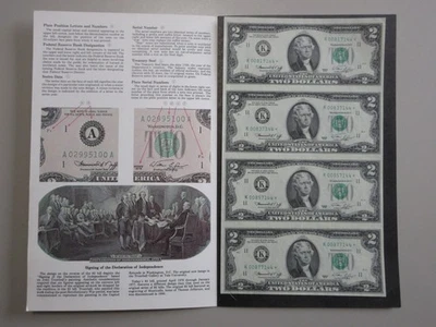 1976 UNCUT STAR SHEET OF 4 $2 DALLAS ( K )  FRN FEDERAL RESERVE NOTES - Image 1 of 4