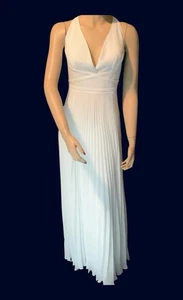 Laundry by Shelli Segal White Maxi Pleated Chiffon Halter Dress Sz 12 $325.00 - Picture 1 of 7