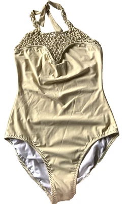 Traje de baño halter rojo Carter de una pieza beige tostado talla pequeña trenzado único nuevo Foto 1 de 4