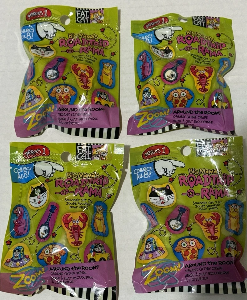 FAT CAT “BIG MAMA’S ROADTRIP-O-RAMA” SOVENIR CAT TOY ORGANIC CATNIP SET OF 4 - Image 1 of 4