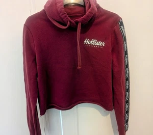 Size Small Hollister Cropped Hoodie Burgundy - Picture 1 of 4