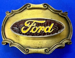 Classic Ford Motor Company Logo Emblem Vintage 1978 Rain-Tree Belt Buckle - Picture 1 of 16