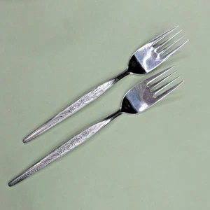 Nasco Tina Lot of 2 Salad Forks Textured Floral Handle Made in Japan - Picture 1 of 3